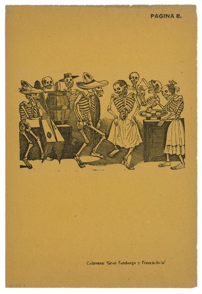 El jarabe de ultratumba, ca. 1910, trykt 1943 (foto-relieff etsing med gravering) av José Guadalupe Posada