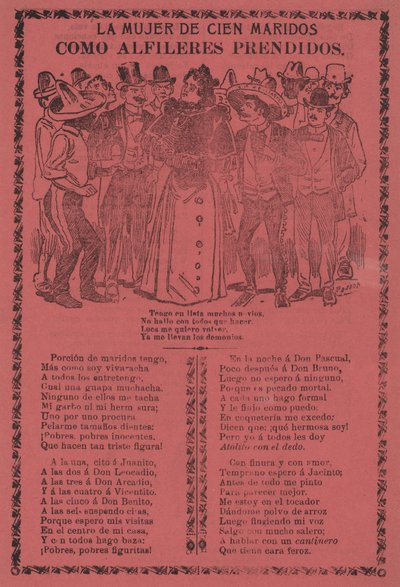 Die Frau mit hundert Ehemännern - Wie festgesteckte Nadeln av José Guadalupe Posada