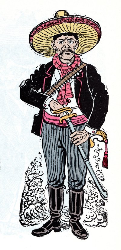 Meksikansk revolusjon (1910-1920) - Salazar Amador revolusjonær tilhenger av Emiliano Zapata - Xylografi av Jose Guadalupe Posada (1852-1913) av José Guadalupe Posada