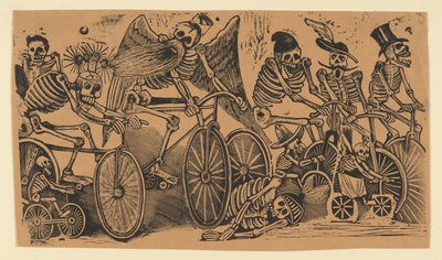 Skelette (Calaveras) auf Fahrrädern av José Guadalupe Posada