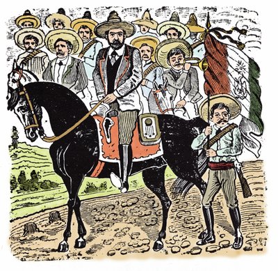 Den meksikanske revolusjonen (1910-1920): Portrett av Francisco Indalecio Madero (1873-1913) meksikansk revolusjonær. Xylografi av Jose Guadalupe Inn (1852-1913). av José Guadalupe Posada