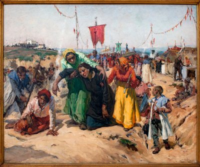Løftene; Maleri av Jose Malhoa (1855-1933), Olje på tre av José Malhoa