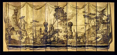 Vision Mediterranea, elleve-blads skjerm, ca. 1925 (olje på forgylt trepanel) av Jose Maria Sert y Badia