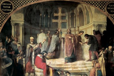 Tredje råd i Toledo i 589 ledet av Isidore av Sevilla (maleri) av Jose Marti y Monso