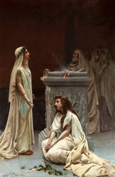 Akademisk kunst: The Vestals av Rico Cejudo, Jose (1864-1943) av Jose Rico y Cejudo