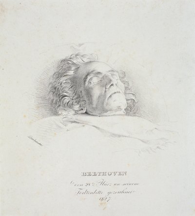 Ludwig van Beethoven (1770-1827) på sitt dødsleie, 28. mars 1827 av Josef Danhauser
