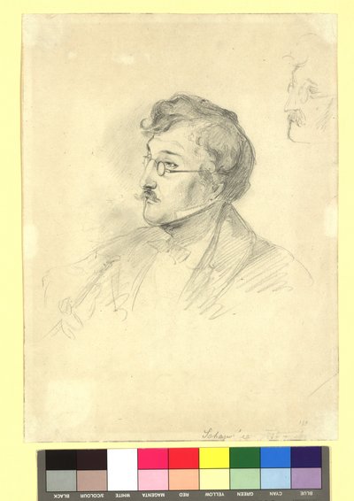 Studie (detalj) til maleriet «Sjakkpartiet» av Josef Danhauser