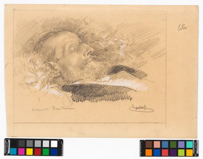 Porträt des Chormeisters und Komponisten Eduard Kremser auf dem Sterbebett av Josef Engelhart