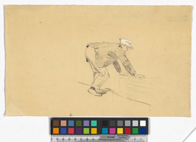 Studie eines Mannes mit Boot av Josef Engelhart