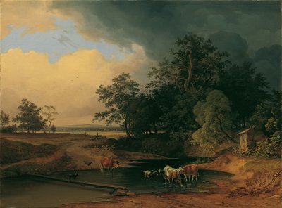 Au landskap i kveldsstemning av Josef Feid