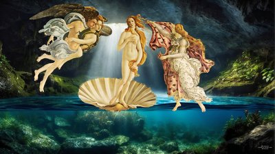JJM-recreate_Botticelli-S_Fødselen til Venus _under vann av Josef Johann Michel