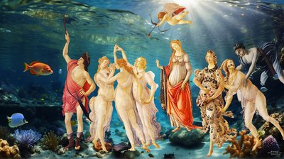 JJM-gjenskape_Botticelli-S_La Primavera_under vann av Josef Johann Michel