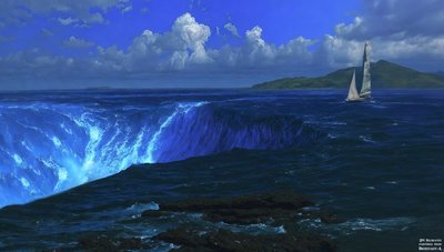 JJM gjenskaper Bierstadt-A: Niagara Falls (med seilskip) av Josef Johann Michel