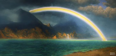 JJM gjenskaper Bierstadt-A: Rainbow over Jenny Lake av Josef Johann Michel