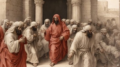 Jesus_driver handelsmennene ut av templet_02 av Josef Johann Michel