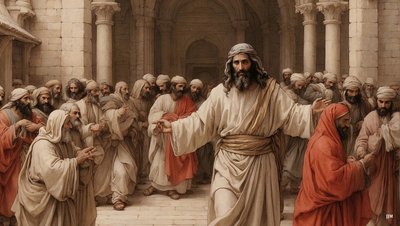Jesus_driver handelsmennene ut av templet_03 av Josef Johann Michel