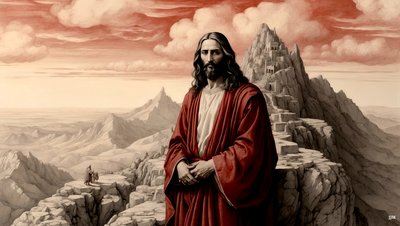 Jesus_ble vist alle verdens riker av djevelen på et fjell - tilbe meg_03 av Josef Johann Michel