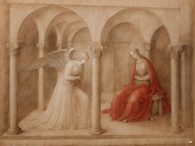 Marias unnfangelse blir annonsert av en engel_03 av Josef Johann Michel