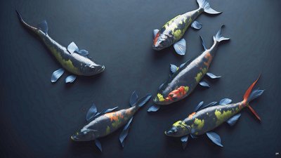 blekkmaleri: Koi-Karpfish_rainbow_02 av Josef Johann Michel