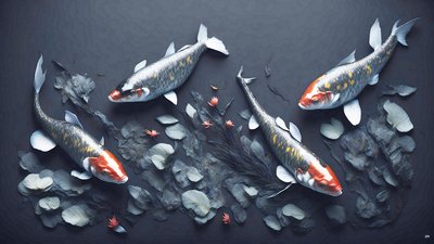 blekkmaleri: Koi-Karpfish_red_01 av Josef Johann Michel