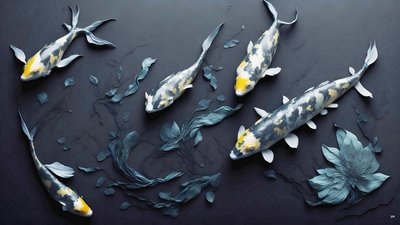 blekkmaleri: Koi-Karpfish_yellow_01 av Josef Johann Michel