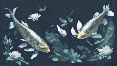 blekkmaleri: Koi-Karpfish_yellow_02 av Josef Johann Michel
