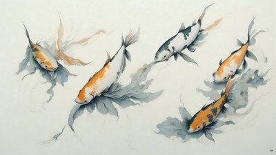 blekkmaling: Koi karpefisk_01 av Josef Johann Michel