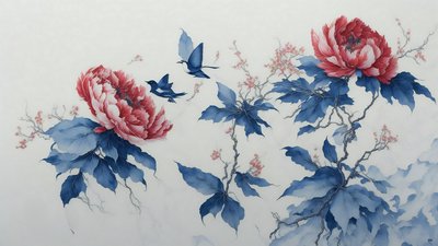 blekkmaleri: PION i blått_02 av Josef Johann Michel