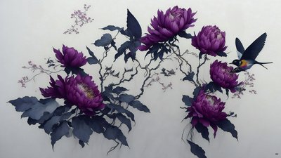 blekkmaleri: PEON i dyp lilla_02 av Josef Johann Michel