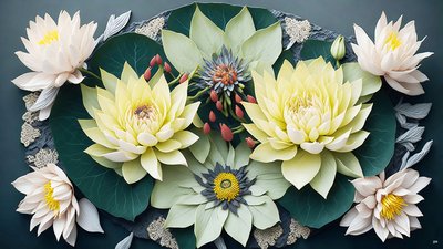 mandala: vannliljer elementer_02 av Josef Johann Michel