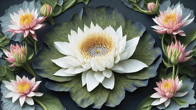 mandala: vannliljer elementer_03 av Josef Johann Michel