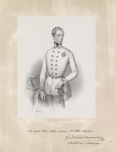 Portrett av den unge erkehertug Ferdinand Maximilian i uniform av Josef Kriehuber