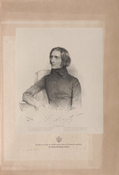 Portrett av Franz Liszt 1811-1886, 1838. av Josef Kriehuber