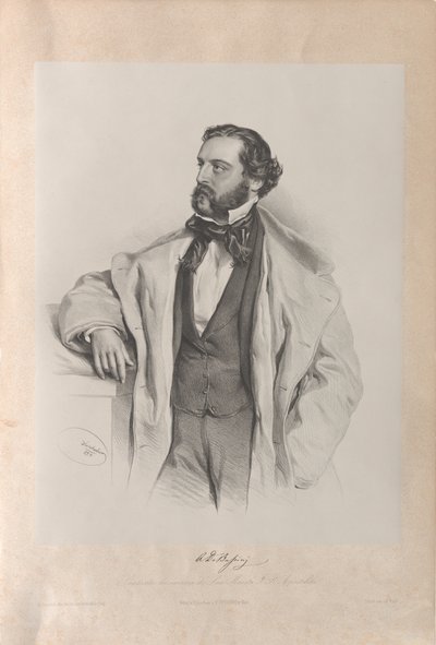 Portrett av operasangeren Achille De Bassini 1819-1881, 1854. av Josef Kriehuber