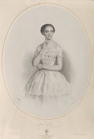 Portrett av ballerinaen Marie Taglioni 1804-1884, 1853. av Josef Kriehuber