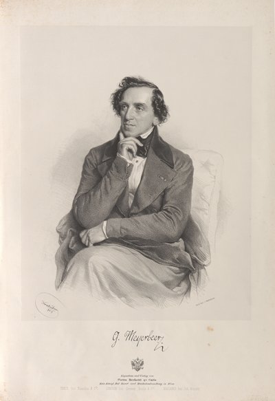 Portrett av komponisten Giacomo Meyerbeer 1791-1864, 1847. av Josef Kriehuber