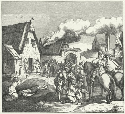 Keiserlige tropper plyndret og plyndret etter slaget ved Nördlingen, 1634 av Josef Mathias Trenkwald