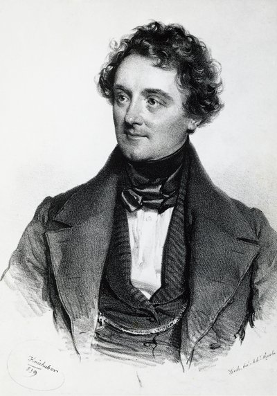 Portrett av Johann Nepomuk Eduard Ambrosius Nestroy (Wien av Josef Nikolaus Kriehuber
