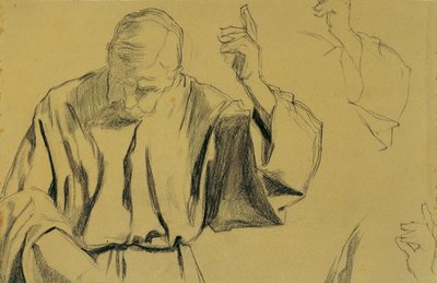 Draperistudie for maleriet "Christi Ascension" av Josef Wawra