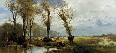 Landskap med en flokk storfe av Josef Wenglein