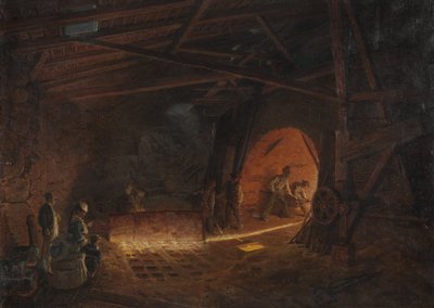 Acierie - Jernverk, av Wallander, Josef Wilhelm (1821-1888). Olje på lerret av Josef Wilhelm Wallander
