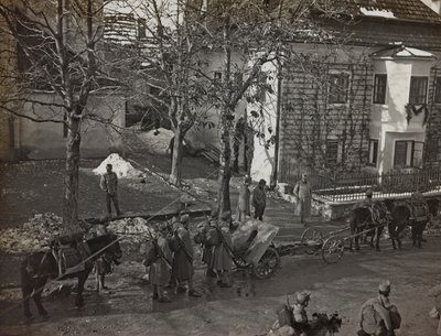 Album "Min verdenskrig - minner fra den sørvestlige fronten i Kärnten, Italia, Trentino-Alto Adige) 31/03/1915-12/11/ 1918 - Josef Zohles Vienna ": skyttere i Tarvisio (s/hv ph) av Josef Zohles