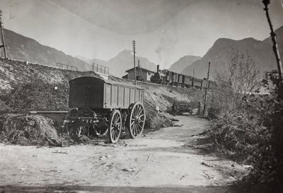 Album "Min verdenskrig - minner om den sørvestlige fronten i Kärnten, Italia, Trentino-Alto Adige) 31/03/1915-12/11/ 1918 - Josef Zohles Wien ": jernbane Tolmezzo (s/hv-foto av Josef Zohles