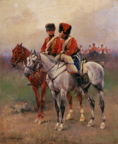Soldater til hest av Josep Cusachs y Cusachs