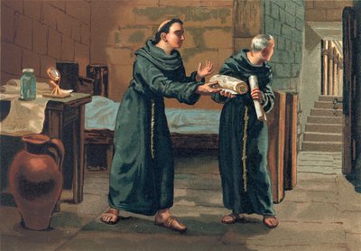 Roger Bacon sender sin Magnum Opus til paven av Josep or Jose Planella Coromina