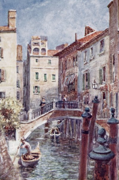 En kanal i Venezia (farge litho) av Joseph (after) Finnemore