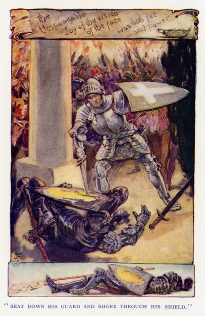 Illustrasjon for Sir Knight of the Splendid Way (farge litho) av Joseph (after) Finnemore