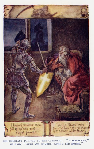 Illustrasjon for Sir Knight of the Splendid Way (farge litho) av Joseph (after) Finnemore