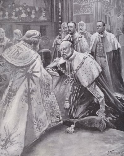 Kong Edward VII avla ed ved kroningen hans, Westminster Abbey, London av Joseph (after) Finnemore