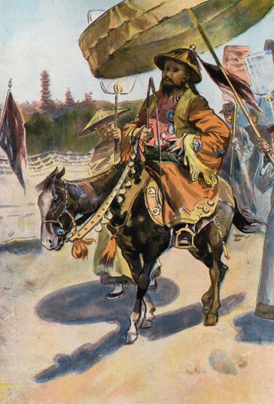 Robinson Crusoe: En kinesisk Don Quixote (farge litho) av Joseph (after) Finnemore